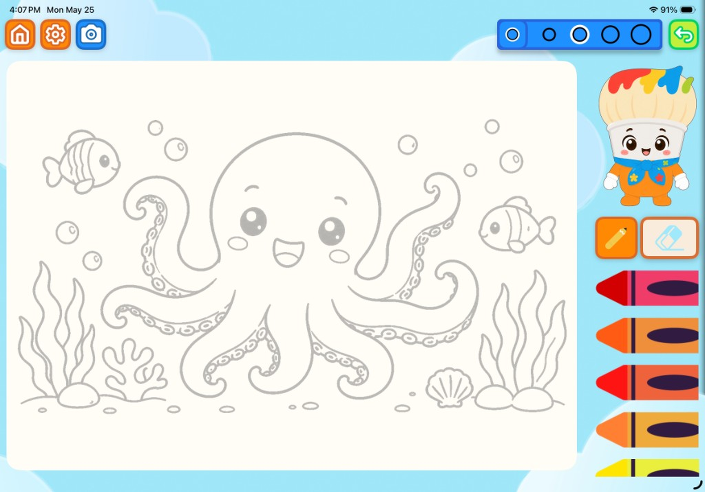 Brushi coloring screen