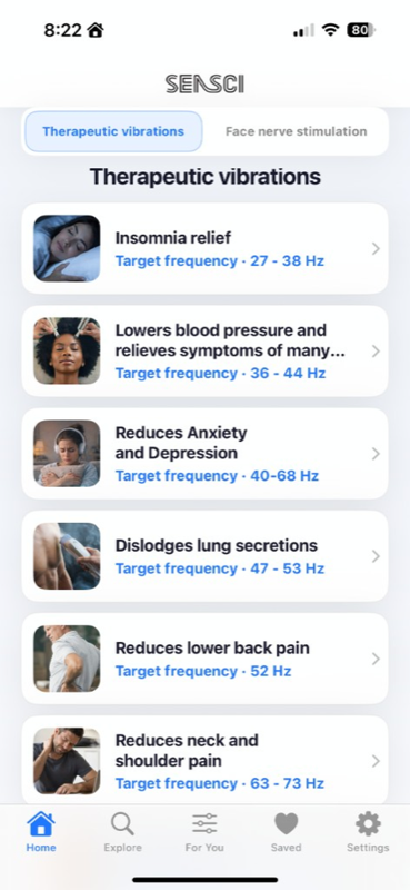 Sensci app – therapeutic vibrations