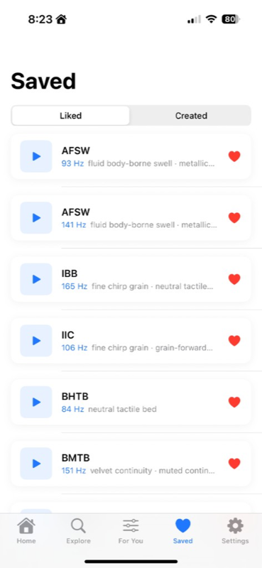 Sensci app – saved signals